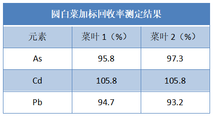 圓白菜加標(biāo)回收率測定結(jié)果
